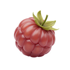 Ripe Pink Cloudberry with Green Calyx on Transparent Background
