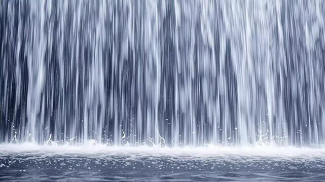Cascading water flows powerfully as it tumbles over rocks in a stunning natural waterfall display, Close-up of shot of a torrential waterfall, natural water curtain, beautiful landscape