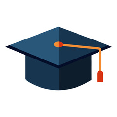 graduation cap and diploma on white