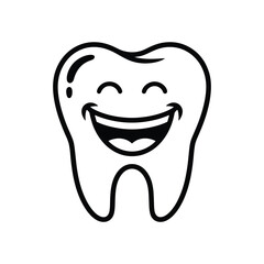 Happy smiling tooth character with a big open mouth and closed eyes