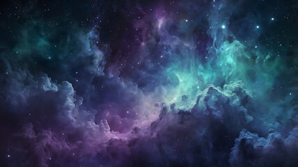 Fototapeta premium Deep space background with stars, a dark, blue, and black galaxy nebula