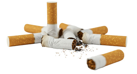 Illustration of Discarded Cigarettes Butts and Tobacco Ash in Studio