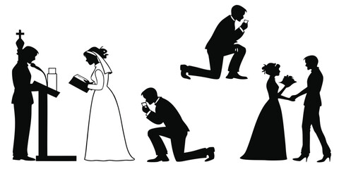 Black and white wedding ceremony silhouettes