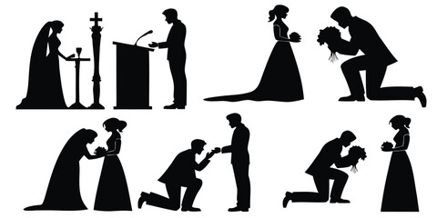 Wedding Ceremony Silhouette Set for Design Projects