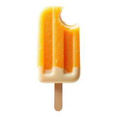 Orange Cream Popsicle with a Bite Taken Out Isolated on Transparent Background Perfect for Summer Treats and Refreshing Dessert Designs
