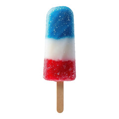 Patriotic Popsicle Red White and Blue Frozen Treat on a Stick Isolated on Transparent Background Perfect for Summer Celebrations and Designs