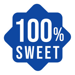 100% sweet blue, taste badge, premium label png