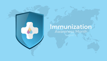 August is National Immunization Awareness Month. Vector template Design for banner, greeting card, poster, prints, social media post ,flyer , T shirt with background