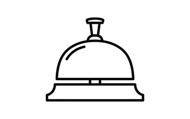 Simple outline icon of a hotel reception bell on a white background
