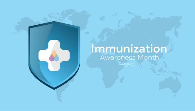 August is National Immunization Awareness Month. Vector template Design for banner, greeting card, poster, prints, social media post ,flyer , T shirt with background