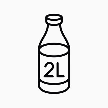 Simple line art icon of a two liter bottle with a label indicating 2l