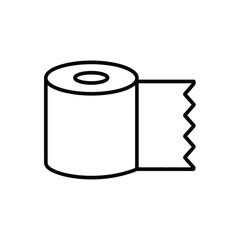 Simple black line drawing icon of a roll of toilet paper with a torn edge