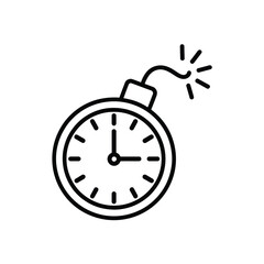 Obraz premium Clock bomb with fuse lit and sparks flying symbol for time pressure