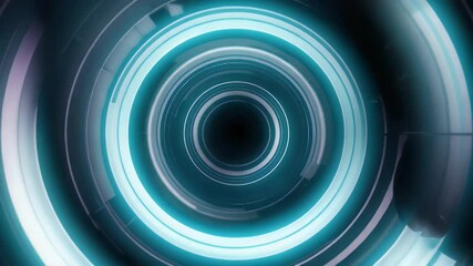 Concentric circles of teal and white light - Powered by Adobe