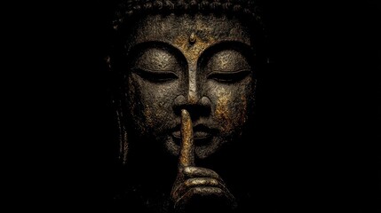Close-up of a Buddha statue, dark background
