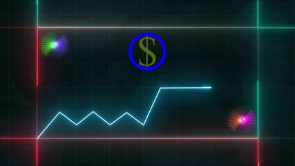 Animation of green graph and scanner beams over interfaces processing data on dark background