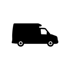 Delivery van silhouette vector flat illustration design. 