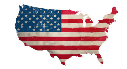 Grunge Texture United States Map With Flag Overlay