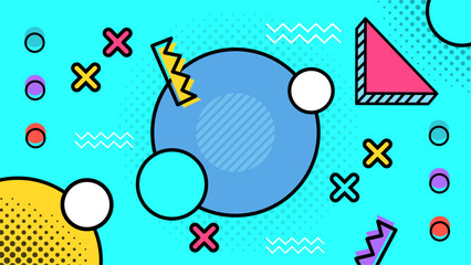 Vibrant geometric abstract design suitable for web backgrounds, poster prints, album covers, and social media graphics with 90sstyle flair.