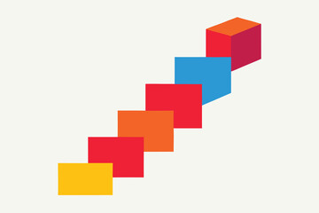 Colorful Cubes Ascending Steps to Success, Growth, and Progress Ai Generated