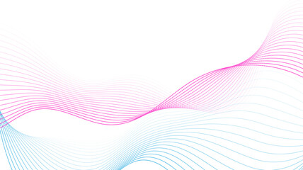 Fototapeta premium An abstract design with soft waves in pink and light blue. The lines are thin and create a flowing effect.