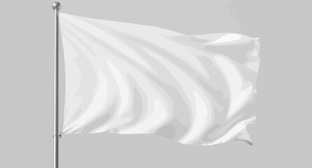White Flag Gently Waving Against a Soft Gray Background with No Disturbances