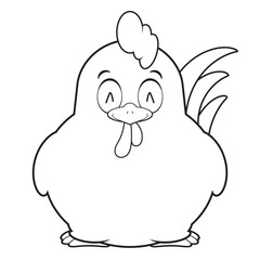 line draw chicken playful face cartoon cute