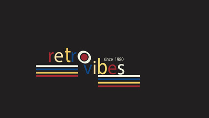 Sleek black background featuring minimal retro vibes , typography with colorful geometric elements, great for tech branding, posters, or modern advertising.