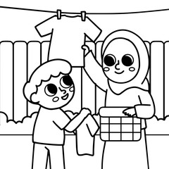 Helping Others Cartoon Coloring Book for Kids