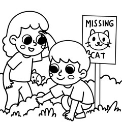 Helping Others Cartoon Coloring Book for Kids