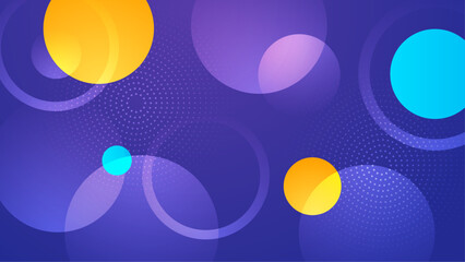 Colorful overlapping circles on a purple background suitable for vibrant designs, abstract backgrounds, modern graphic projects, and colorful presentations.