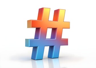 Fototapeta premium 3 D Hashtag Symbol Gradient Orange Blue social media