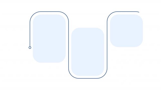 Business workflow blue rectangle infographic 3 steps template animation. Sequence options HD video. Animated blank diagram visualization. Process layout empty design element. Motion graphics