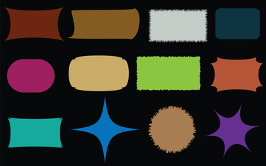 Neon abstract vector shapes on dark background – perfect for futuristic design packs ,styles, digital stickers, and visual asset collections