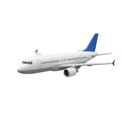 White and Blue Passenger Airplane on Transparent Background