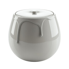 White Ceramic Jar with Dripping Liquid on Transparent Background