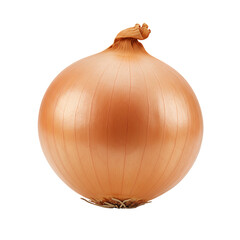 Whole Yellow Onion Isolated on Transparent Backdrop Featuring Natural Brown Skin
