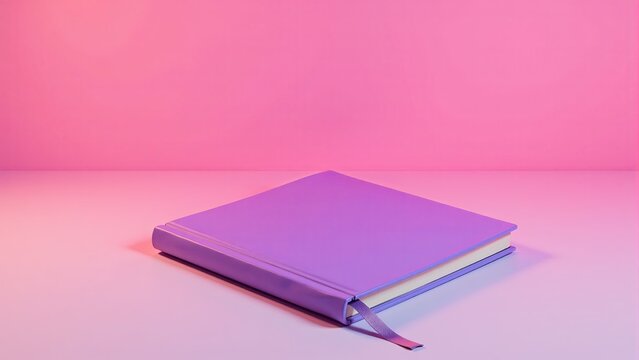 Purple Book on Pink Gradient Background