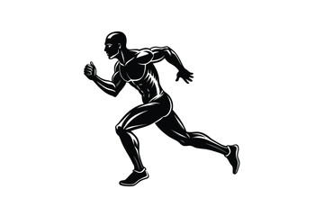 Obraz premium Muscular Male Runner Silhouette in Dynamic Pose