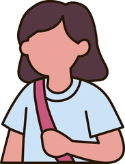 Person wearing an arm sling illustration. Injury recovery, medical treatment, and rehabilitation concept in flat design style.