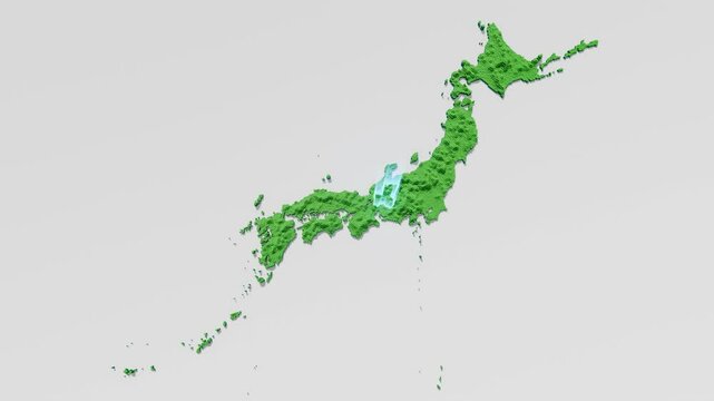 ハニカム構造状の岐阜県の立体地図