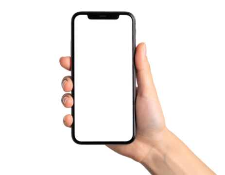 Hand holding a smartphone for communication and technology use