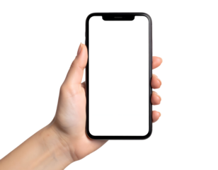 Hand holding a smartphone for communication and technology use