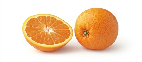 Invigorating citrus composition showcasing a sliced and whole vibrant orange