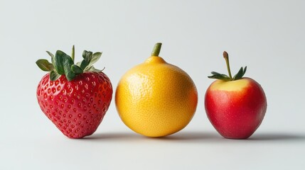 A Vibrant Trio of Fresh Fruits: A Culinary Delight Displayed in a Row