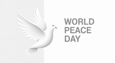 Minimalist Line Art Dove with Olive Branch &ndash; World Peace Day Illustration
