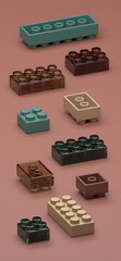 Colorful Plastic Building Blocks A Collection of Various Shapes and Sizes