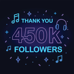 Obraz premium Thank You for 450K Followers Social Media Celebration Graphic