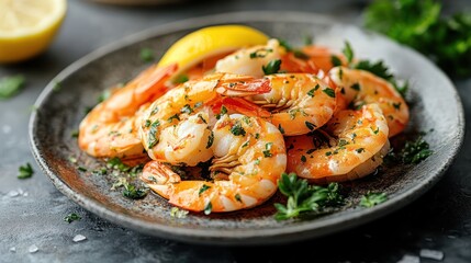 Grilled shrimp scampi appetizer served on a plate, ready to savor