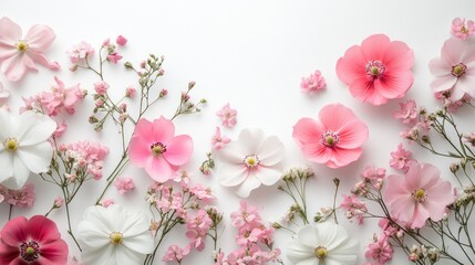 Delicate blossoms, elegant floral design with pastel pink and white blooms